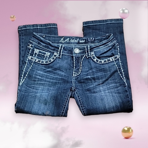 LA IDOL Capri L.A. Idol USA Jeweled Capri's Jeans size 7 - Picture 4 of 9
